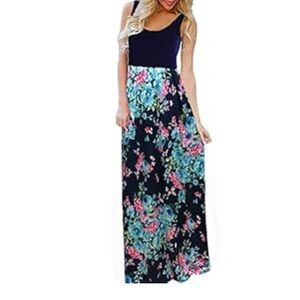 Bluetime sleeveless floral maxi tank dress NWOT